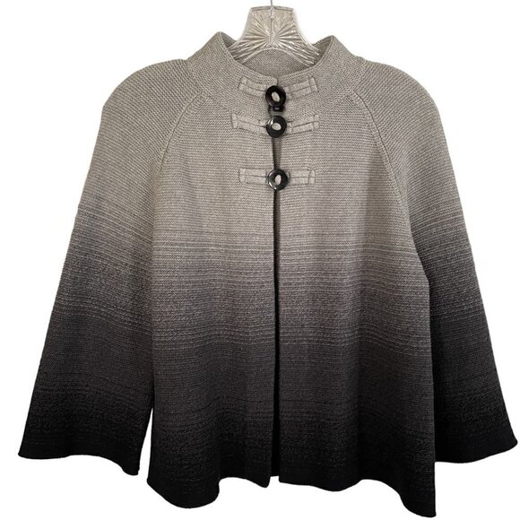 Jones New York Knit Cardigan PM Grey Black Ombre Sweater 100% Cotton Office Work - Picture 4 of 11